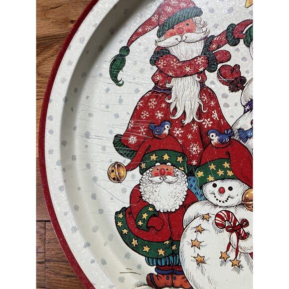 Wim Schimmer Potpourri 1995 Metal Christmas Santa’s Snowmen Serving Tray 13.5” - Picture 2 of 5